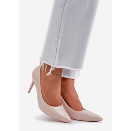 Obojene visoke potpetice šiljastim tostovima bež 1