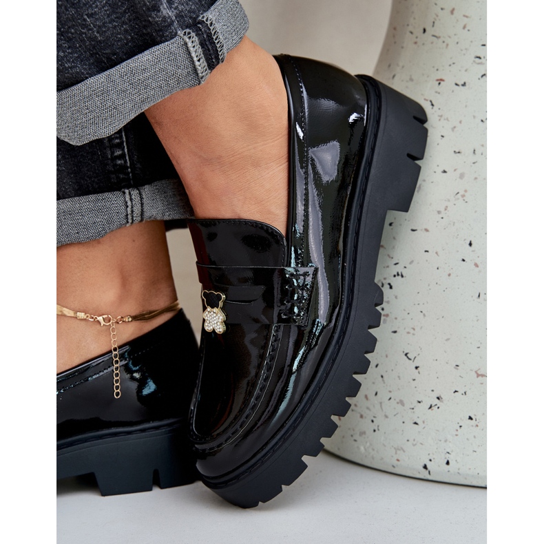 Oslikane ženske natikače s igle crnim medvjedom crna 2