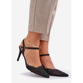 Ukrašene visoke potpetice crnom petom crna 1