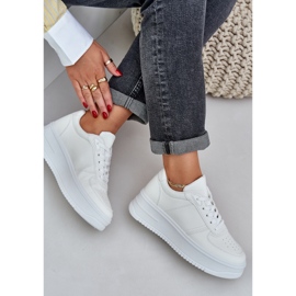 Klasične eko kože tenisice na bijeloj platformi bijela 2