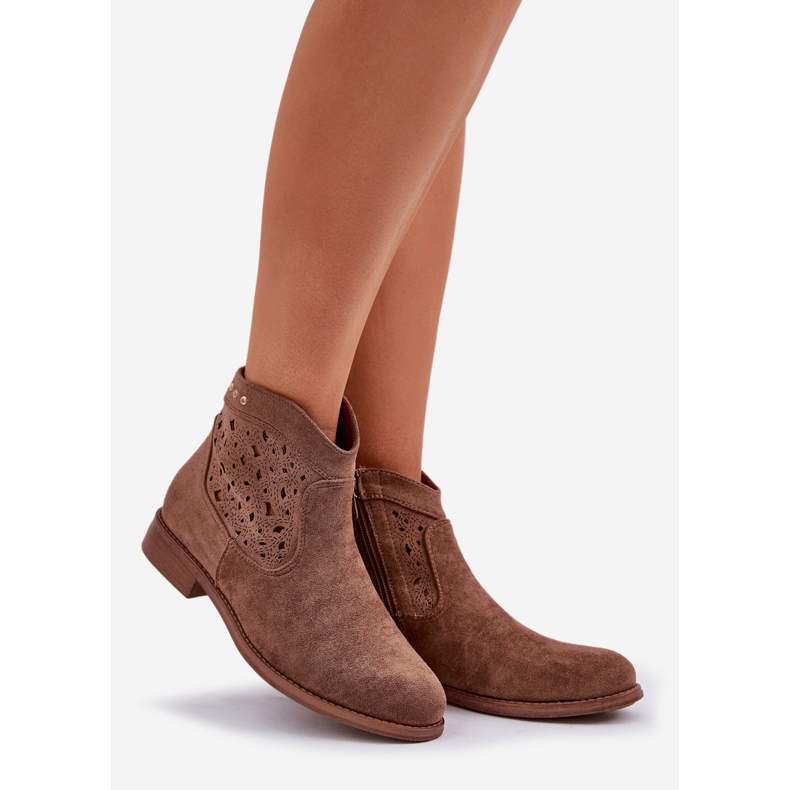 Ženske otvorene čizme s ravnim petom S.Barski Hy51-113 Brown smeđa 1