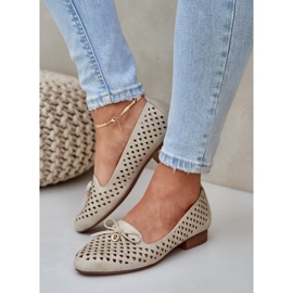 Jezzi Openwork balerine s eko kožnim lukom zlatna 2