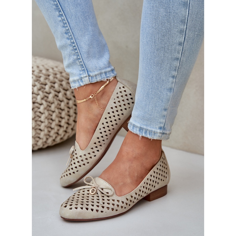 Jezzi Openwork balerine s eko kožnim lukom zlatni 2