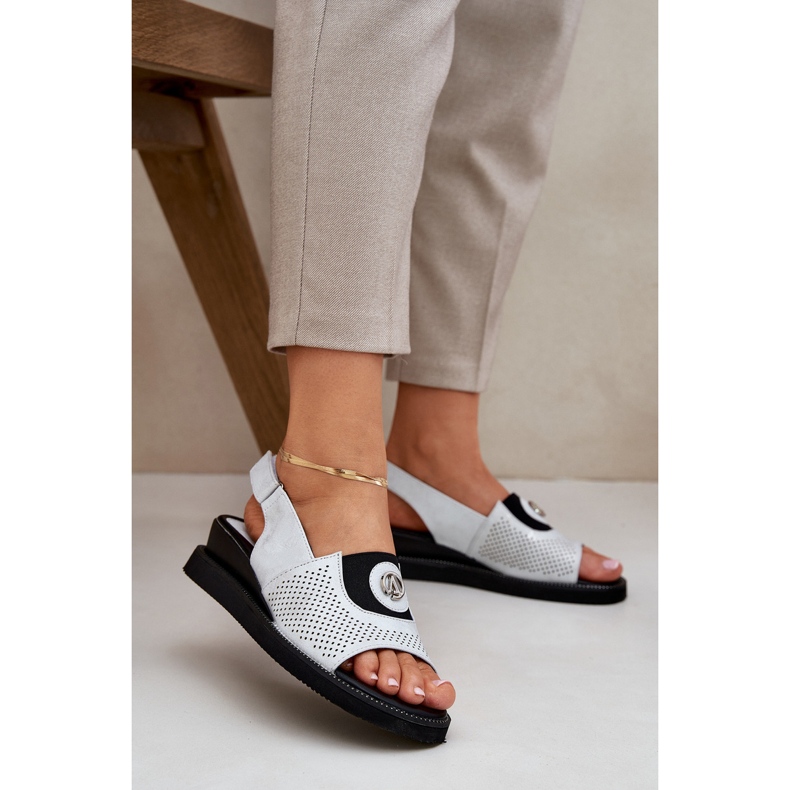 Jezzi Ženske sandale na srebrnom klinu s ukrasom srebro 2