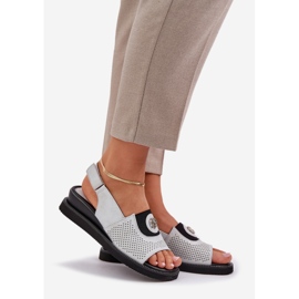 Jezzi Ženske sandale na srebrnom klinu s ukrasom srebro 1