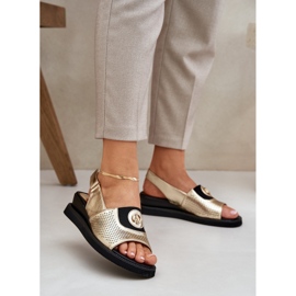 Jezzi Ženske sandale za zlatne klinove s ukrasom zlatni 2