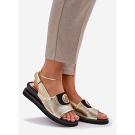 Jezzi Ženske sandale za zlatne klinove s ukrasom zlatna 1