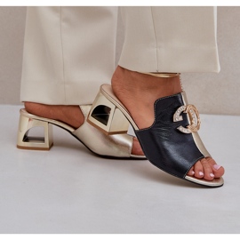 Elegantne kožne potpetice Laura Messi 2875 Crna i zlata 2