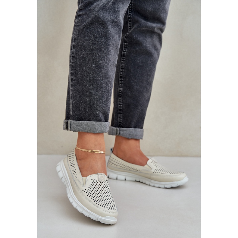 Lagana kožna otvorena ženska natikača na platformi bež 2