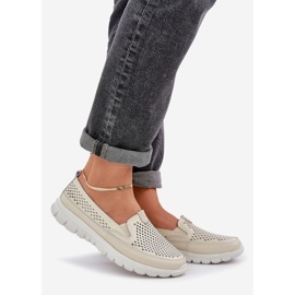 Lagana kožna otvorena ženska natikača na platformi bež 1