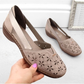 Udobne kožne cipele Rieker W RKR442C, bež 2