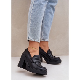 Pumpe na masivnom stupu s eko kožom crnom crna 2