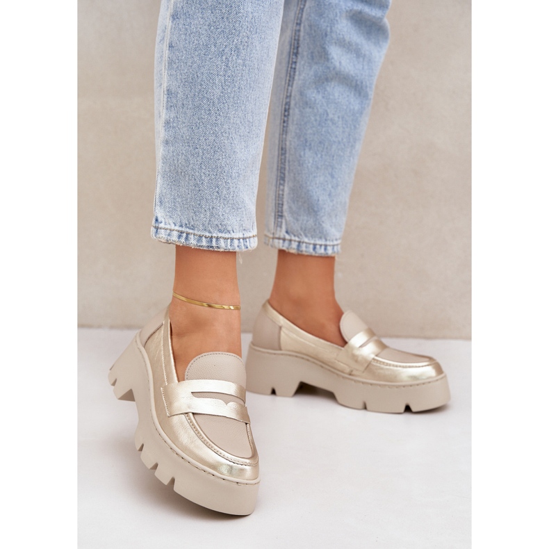 Zazoo Ravni -kožni natikači s kožnim natikačima zlatni 2