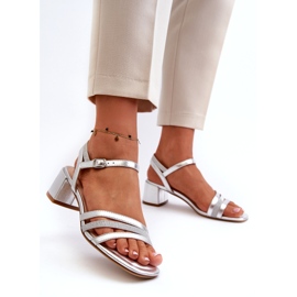 Ženske eko -sandale sandale Sergio Leone SK046 Srebrni uložak srebro 2