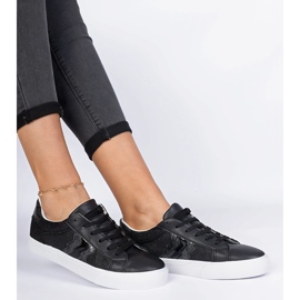 Crne tenisice s motivom za životinje ukrašene sjajnim crna 2