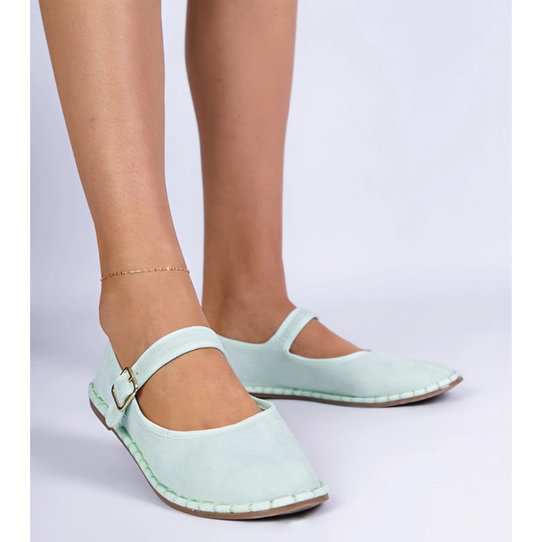 Zelene ženske balerine s kopčom zelena 1