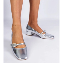 Srebrne elegantne pumpe ukrašene cirkonima srebro 1