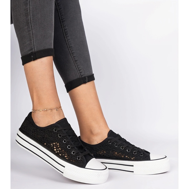 Crne otvorene tenisice crno 2