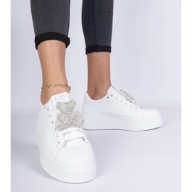 Tenisice bijelih žena ukrašene medvjedom u rhinestones bijela 1