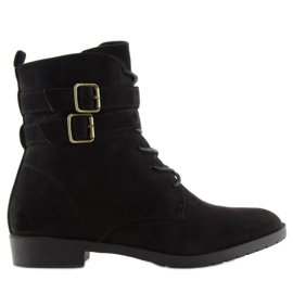 Čizme na vezice od antilop crne H7187 negro crno 2