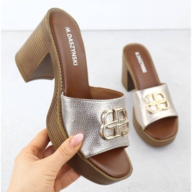 Ženske papuče na pošti i platformi Złote M. Daszyński MR24146-3 zlatna 1