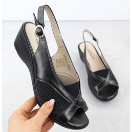 Evento Ženske sandale na klinovima udobno crni događaj 8863 crno 1
