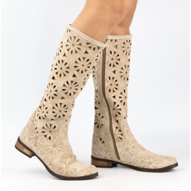 Olivier Ženske svijetle bež ažurne čizme 2