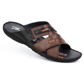 Kampol Muške kožne papuče 201/55 smeđe lice smeđa 1