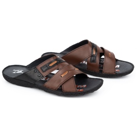 Kampol Muške kožne papuče 201/55 smeđe lice smeđa 2