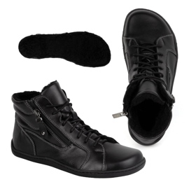 Olivier Ženske minimalističke zimske kožne cipele za bosu 1261 crne crno 2