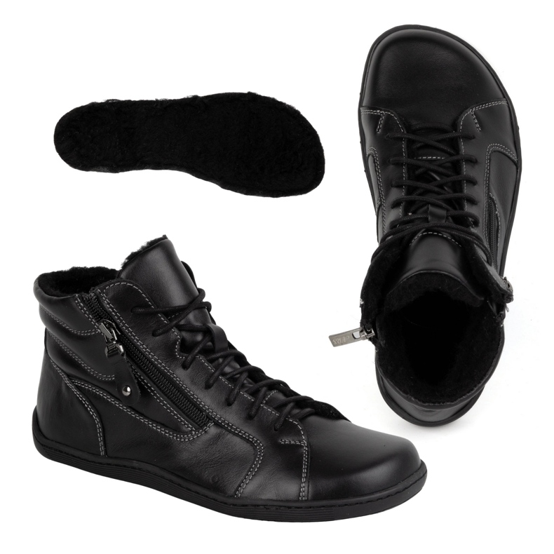 Olivier Ženske minimalističke zimske kožne cipele za bosu 1261 crne crno 2