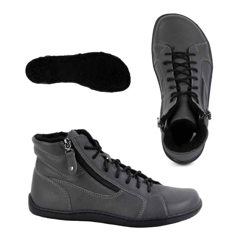 Olivier Ženske minimalističke zimske kožne cipele za bosu 1261 sive siva 1