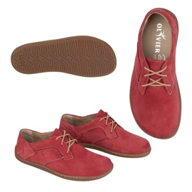 Olivier Ženske bosonoge minimalističke kožne cipele 1082 CRVENI NUBUK crvena 1