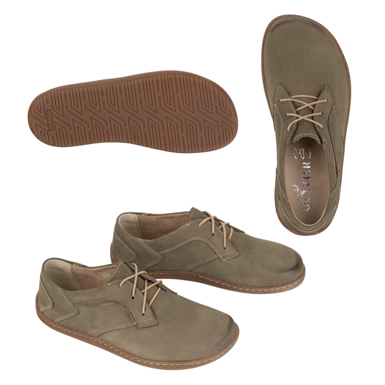 Olivier Bosonoge ženske minimalističke kožne cipele 1082 maslina nubuk zelena 2