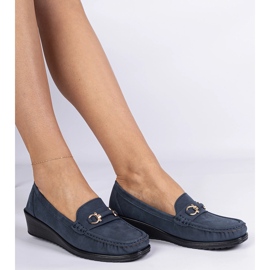 Ženski klinovi mornarice s mat finišom plava 2