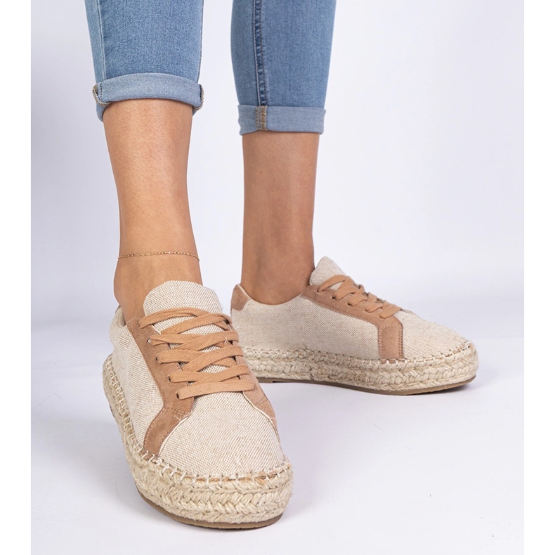 Smeđa ženska čipka -up espadrilles 1