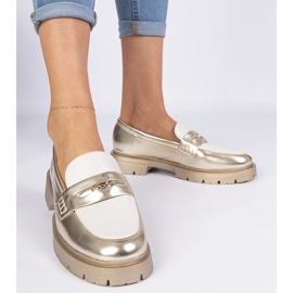 Zlatne ženske natikače s bijelim umetkom bijela 2