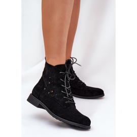 Čipkaste čizme s otvorenim uzorkom S.Barski HY51-136 crna 2