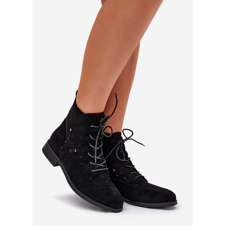 Čipkaste čizme s otvorenim uzorkom S.Barski HY51-136 crna 1