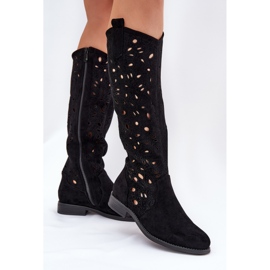 S.Barski HY51-176 Ravne čizme s otvorenim čizmama crno 2