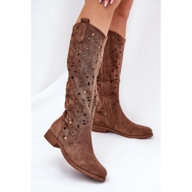 S.Barski Openwork Flat Heels Hy51-176 smeđa 2