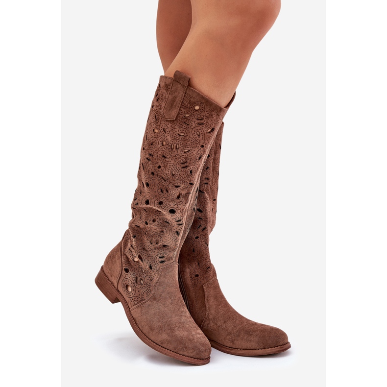 S.Barski Openwork Flat Heels Hy51-176 smeđa 1