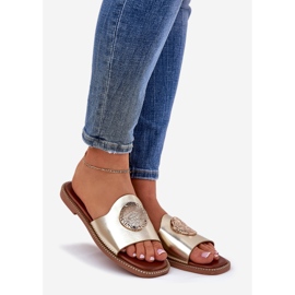 Eco Leather Flat -oseled Flip Flaps sa zlatnim ukrasom 1