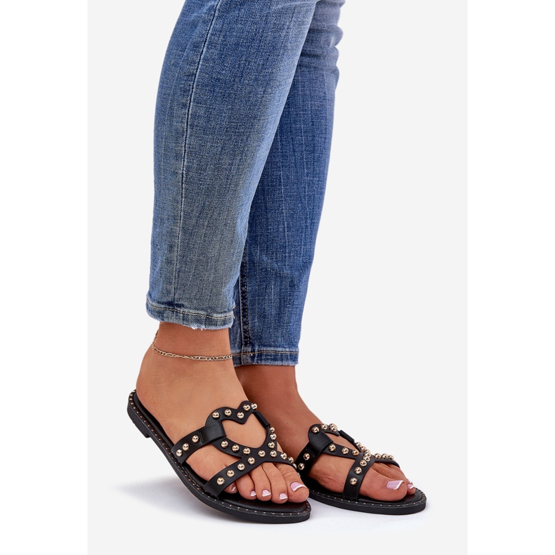 Ukrašeni ravni ženski crni flip flops crno 1