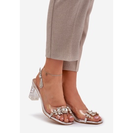 S.Barski Elegantne sandale na poštu s ukrasima srebrni D&amp;A MR38-444 srebro 1