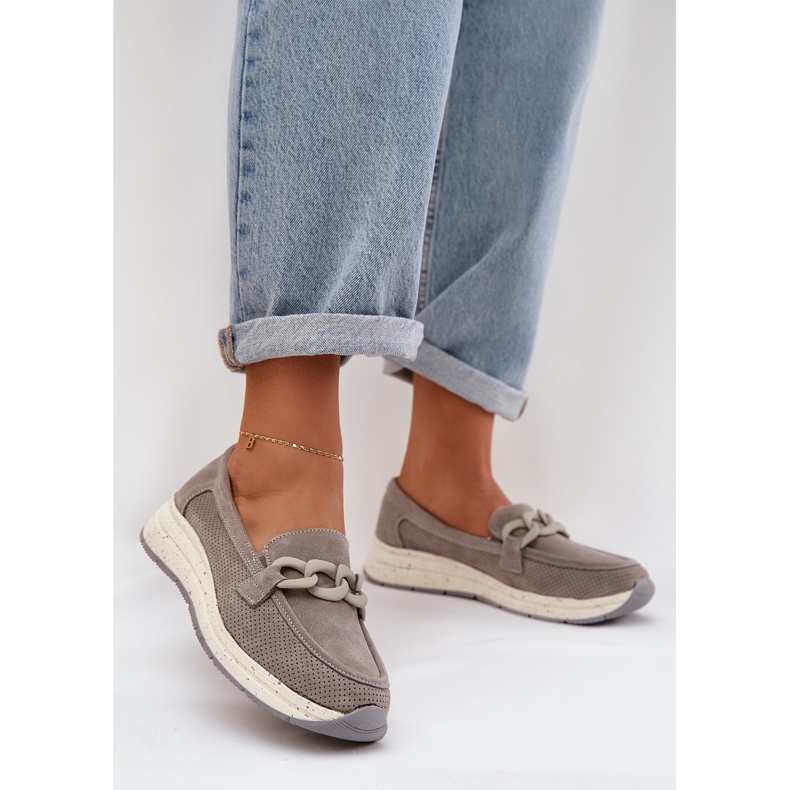 S.Barski Loafers od antilop na platformi s d &amp; a tw552 sivim lancem siva 2