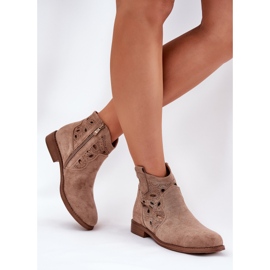 Ženske otvorene čizme s bež patentnim zatvaračem S.Barski HY42-081 2