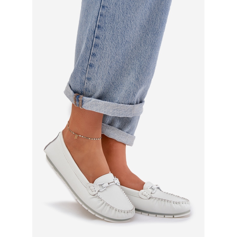 S.Barski Ravne kožne looferi s ukrasom S. Barski LR51-547 White bijela 1