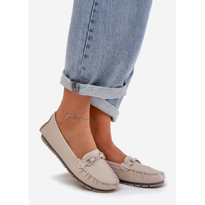 S.Barski Ravne kožne looferi s ukrasom S. Barskog LR51-547 bež 1