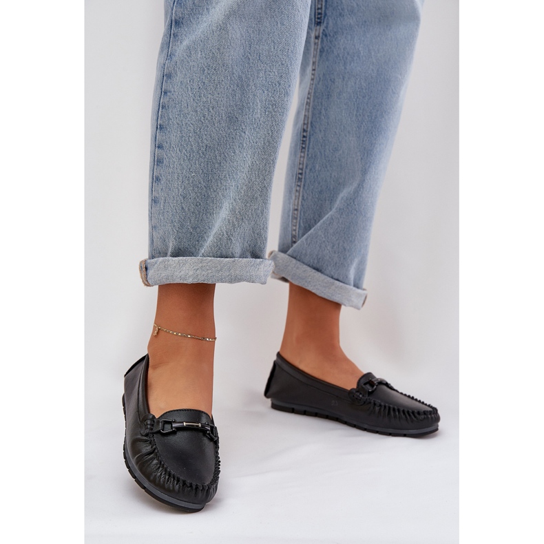 S.Barski Ravne kožne looferi s ukrasom S. Barski LR51-547 crni crno 2